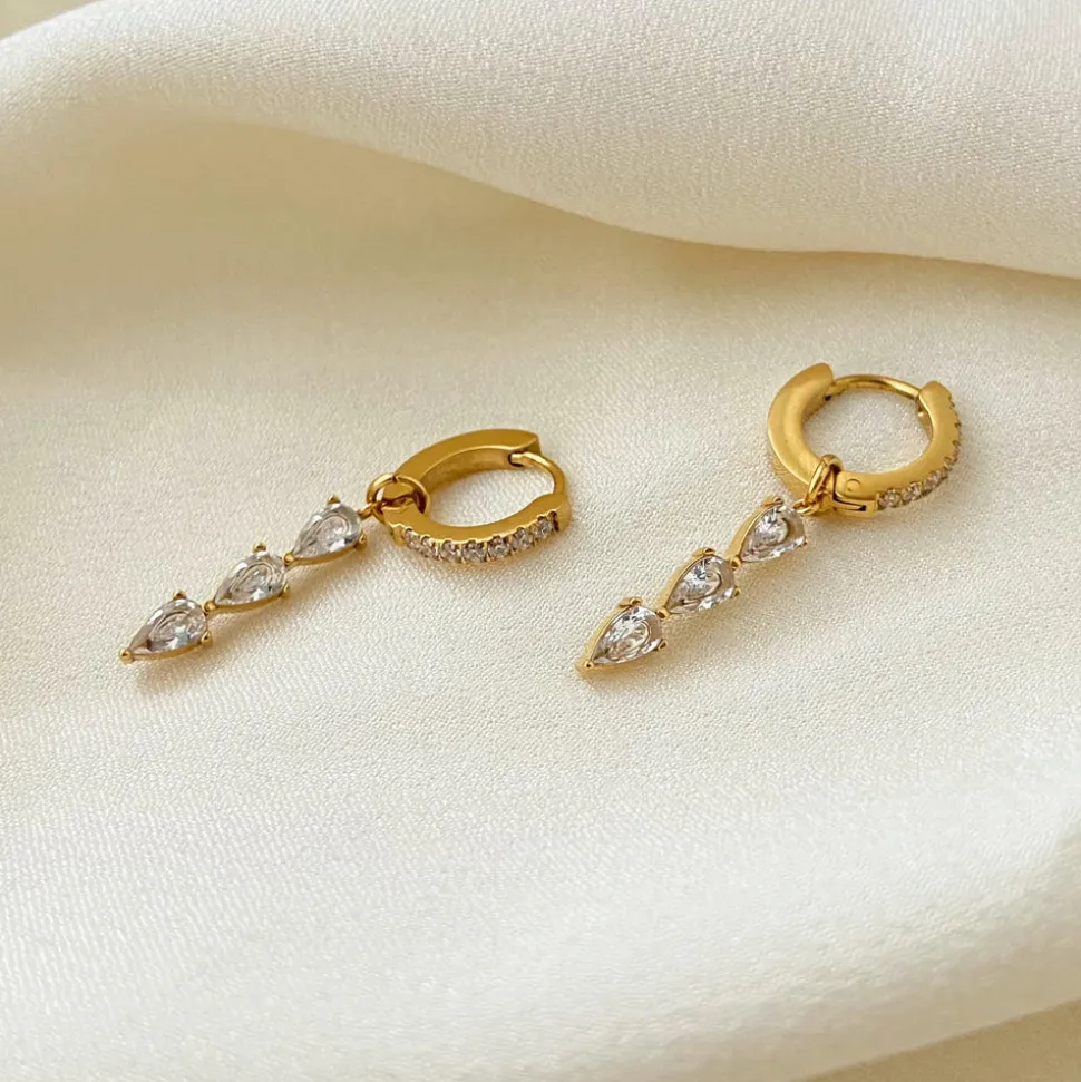 18K Tassel CZ Waterdrop Earrings