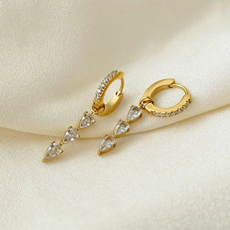 18K Tassel CZ Waterdrop Earrings