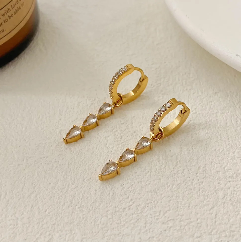 18K Tassel CZ Waterdrop Earrings