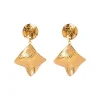 18K Textured Irregular Square Drop