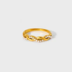 18K Twisted Mini Pearls Ring