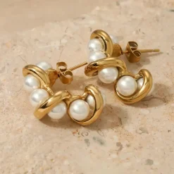 18K Twisted Pearl C-Hoops