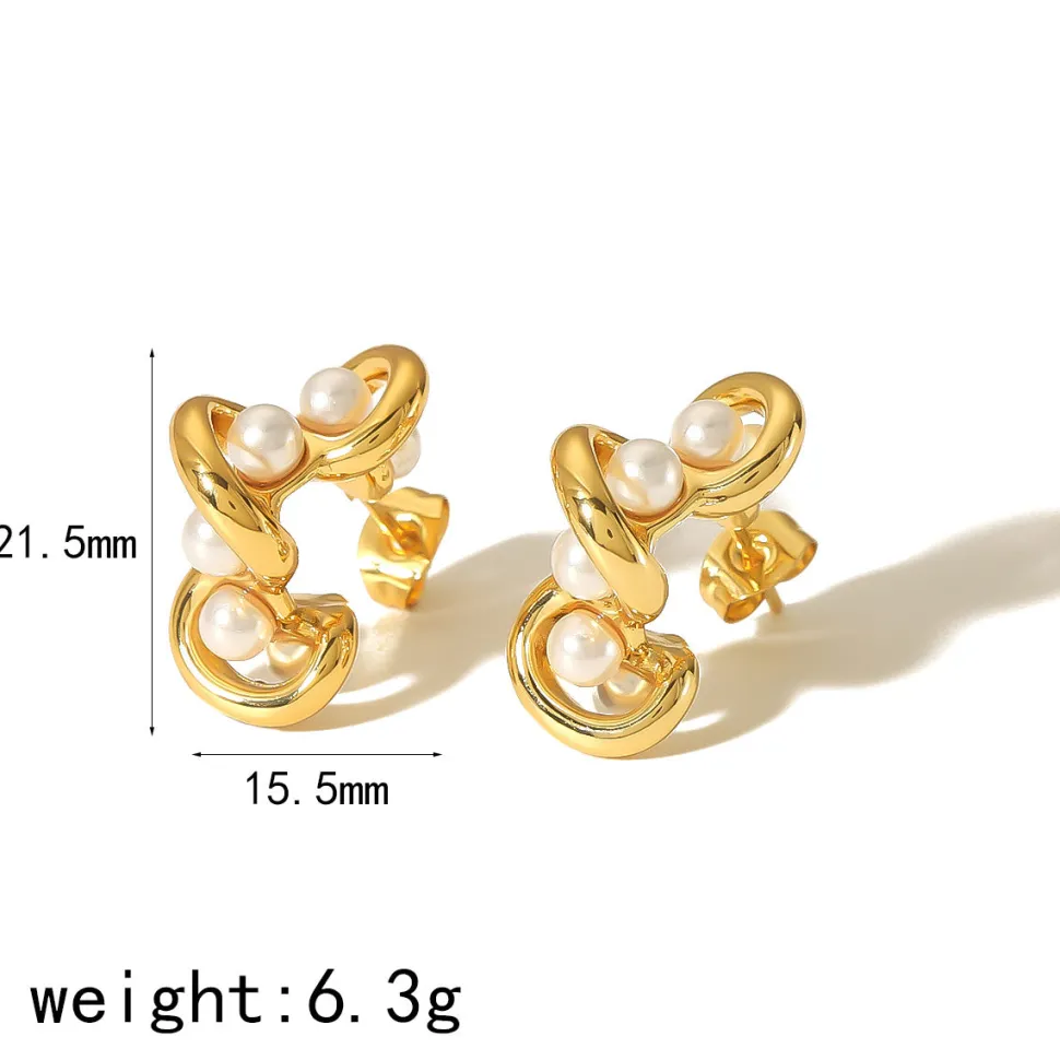 18K Twisted Pearl C-Hoops