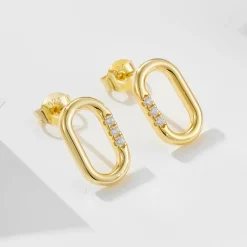 18K Vermeil Oval CZ Studs