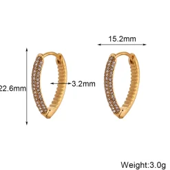 18K V-shape Zircon Huggie Earrings