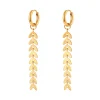18K Wheat Leaf Chain Dangle Earrings