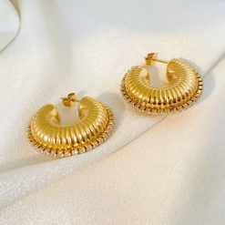 18K Zircon Edge Earrings