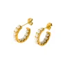 Lined Hoops in 18K Gold-Plating with Pearl or Cubic Zirconia