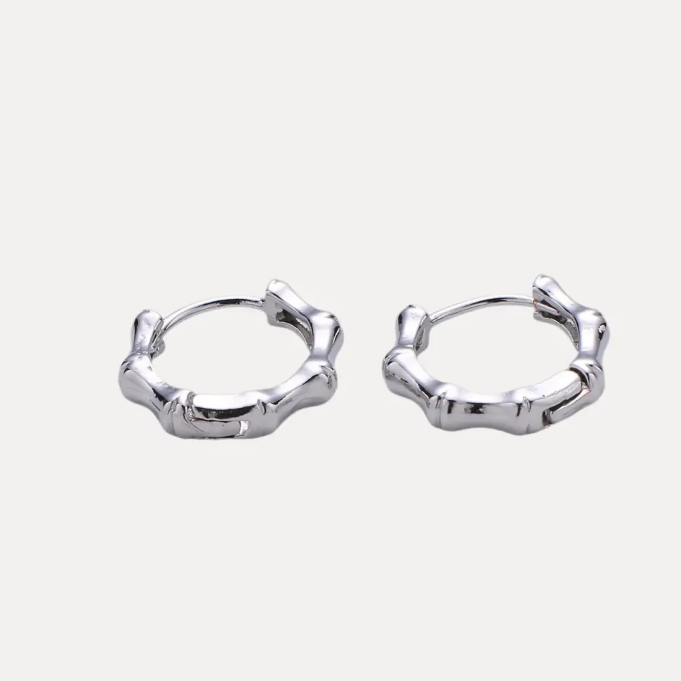 Mini Bamboo Huggies in White Gold-Filled