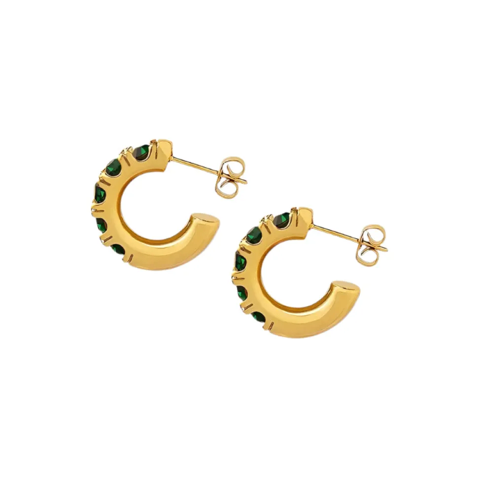 Open Hoops in 18K Gold-Plating with Cubic Zirconia