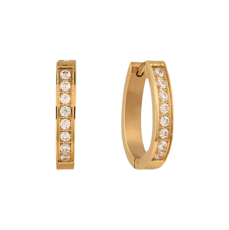 Oval Hoops in 18K Gold-Plating with Cubic Zirconia
