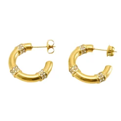 Pave Hoops in 18K Gold-Plating with Cubic Zirconia