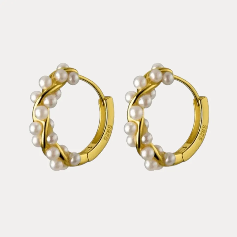 Pearl Twist Vermeil Hoops in 18K Gold-Plating