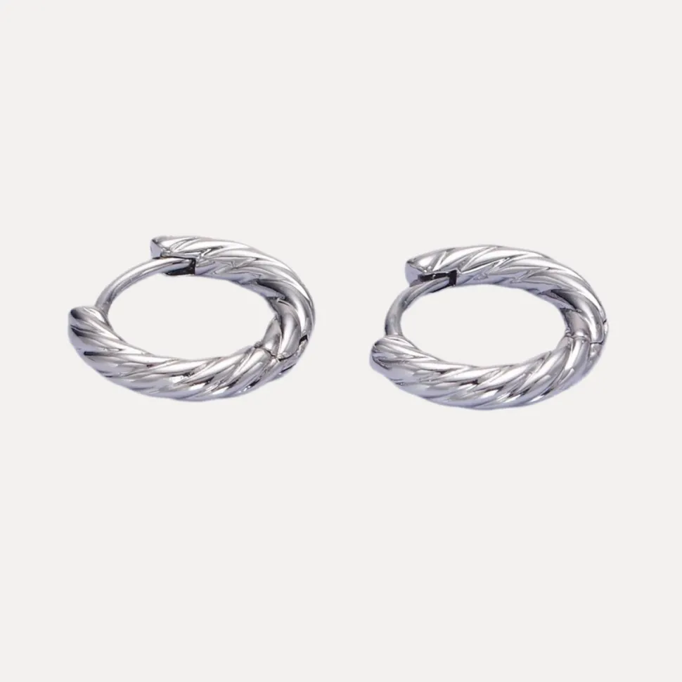 Rope Cartilage Huggies in White Gold-Filled