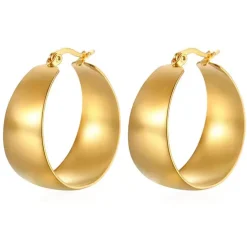 Round Flat Hoops in 18K Gold Plating