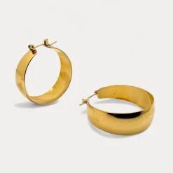 Round Flat Hoops in 18K Gold Plating