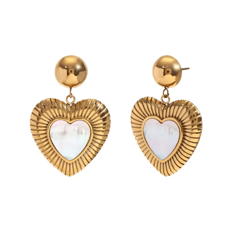 Shell Heart Drops in 18K Gold-Plating