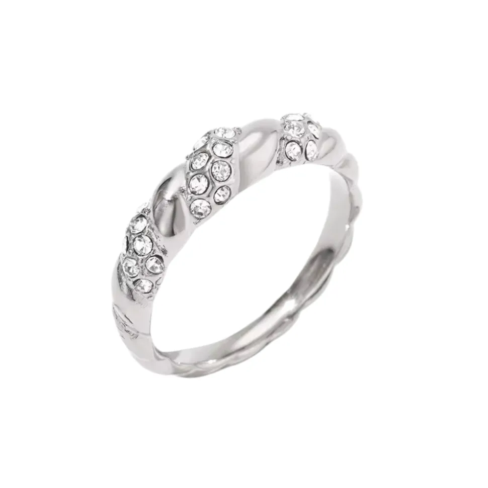 Silver CZ Croissant Ring