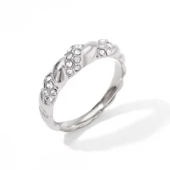 Silver CZ Croissant Ring