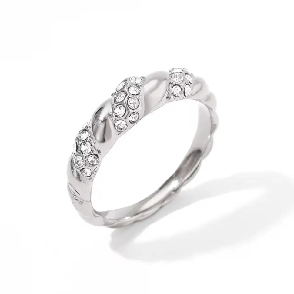 Silver CZ Croissant Ring