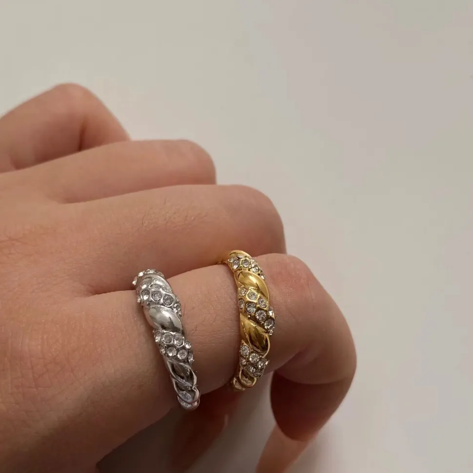 Silver CZ Croissant Ring