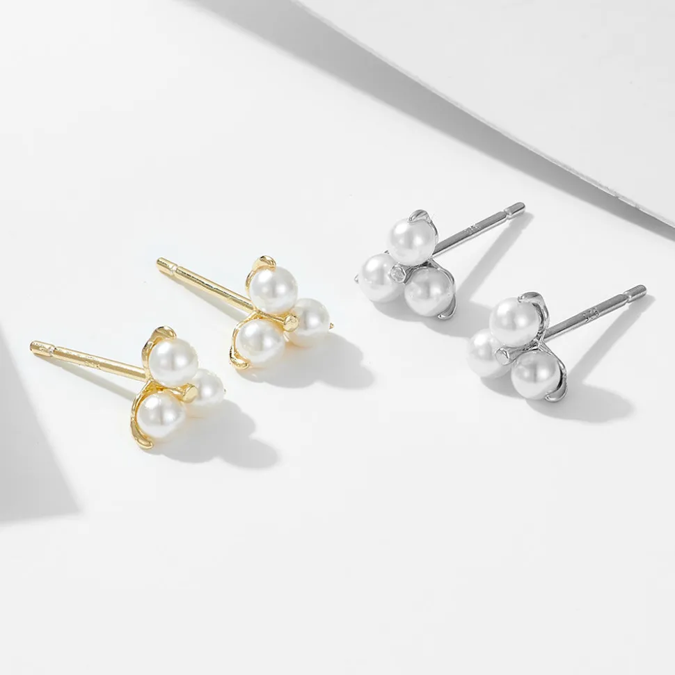 Silver Dainty Pearl Studs