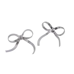 Silver Flowy Bow Statement Studs