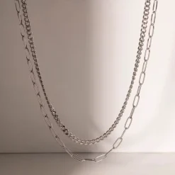 Silver Layered Mini Cuban Paper Clip Chain