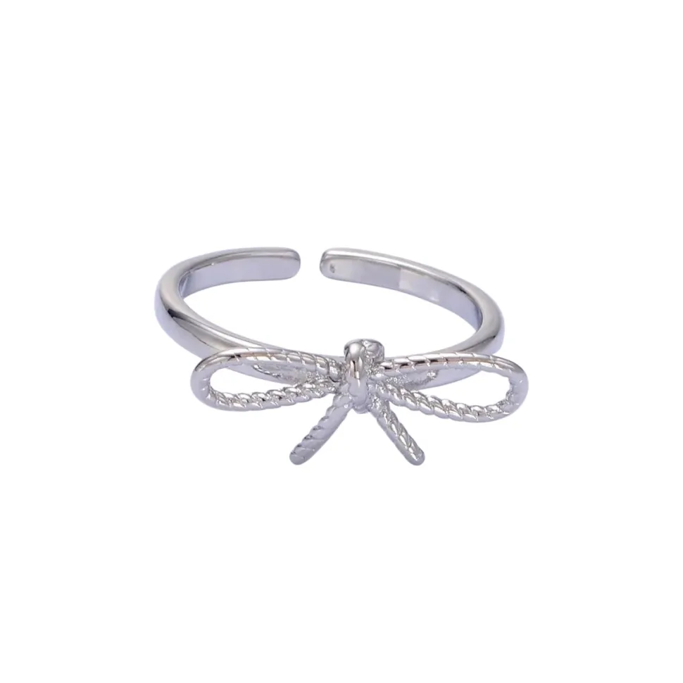 Silver Rope Bow Tie Ring