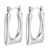 Silver Smooth Oval Square Hoops