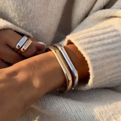 Silver Square Round Bangle