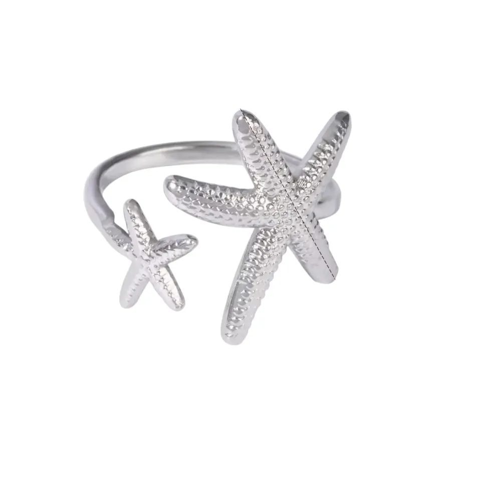 Silver Starfish Open Ring