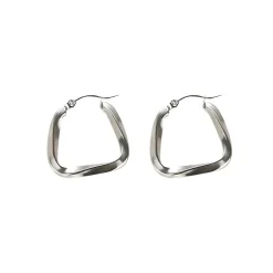 Silver Textured Geometric Square Hoops in 18K Gold-Plating