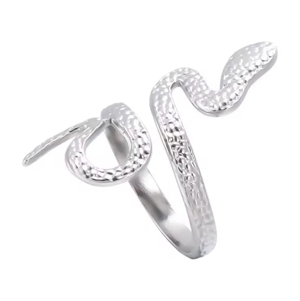 Silver Textured Snake Ring
