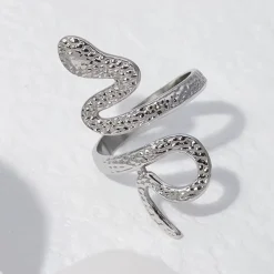 Silver Textured Snake Ring