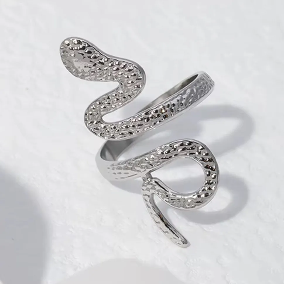 Silver Textured Snake Ring