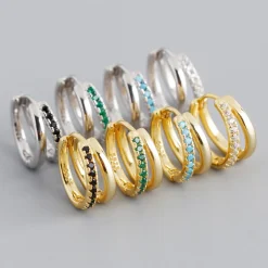 Silver Two Layer CZ Huggies