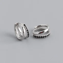 Silver Two Layer CZ Huggies