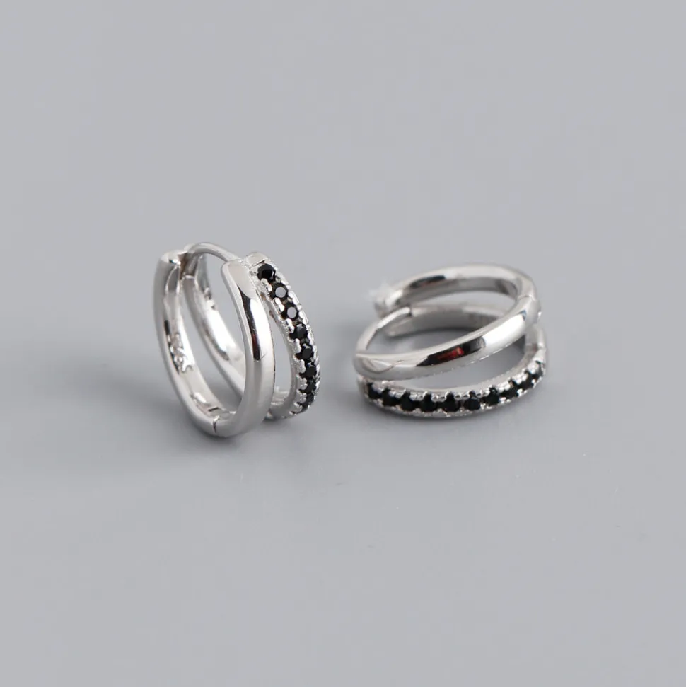 Silver Two Layer CZ Huggies