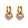 Square Drops in 18K Gold-Plating with Pearl and Cubic Zirconia
