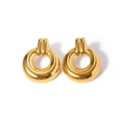 Statement Round Post Drops in 18K Gold-Plating