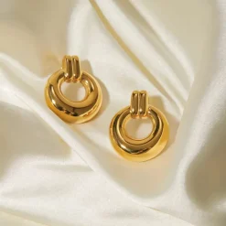 Statement Round Post Drops in 18K Gold-Plating