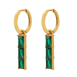 Strip Pendant Drops 18K Gold-Plating with Cubic Zirconia