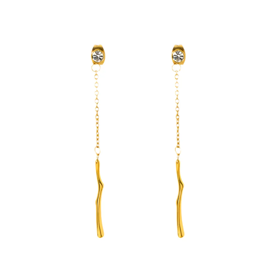 Studded Tassel Drops in 18K Gold-Plating