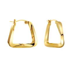 Textured Geometric Square Hoops in 18K Gold-Plating
