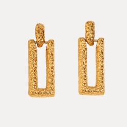 Textured Rectangle Drops in 18K Gold-Plating or Silver