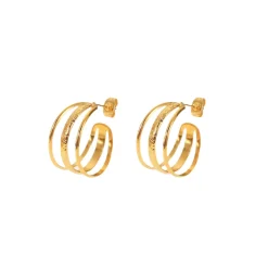 Three Layer Open C-Hoops in 18K Gold-Plating