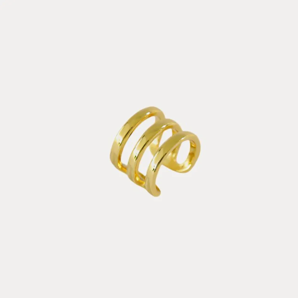 Triple Layer Vermeil Ear Cuffs in 18K Gold-Plating
