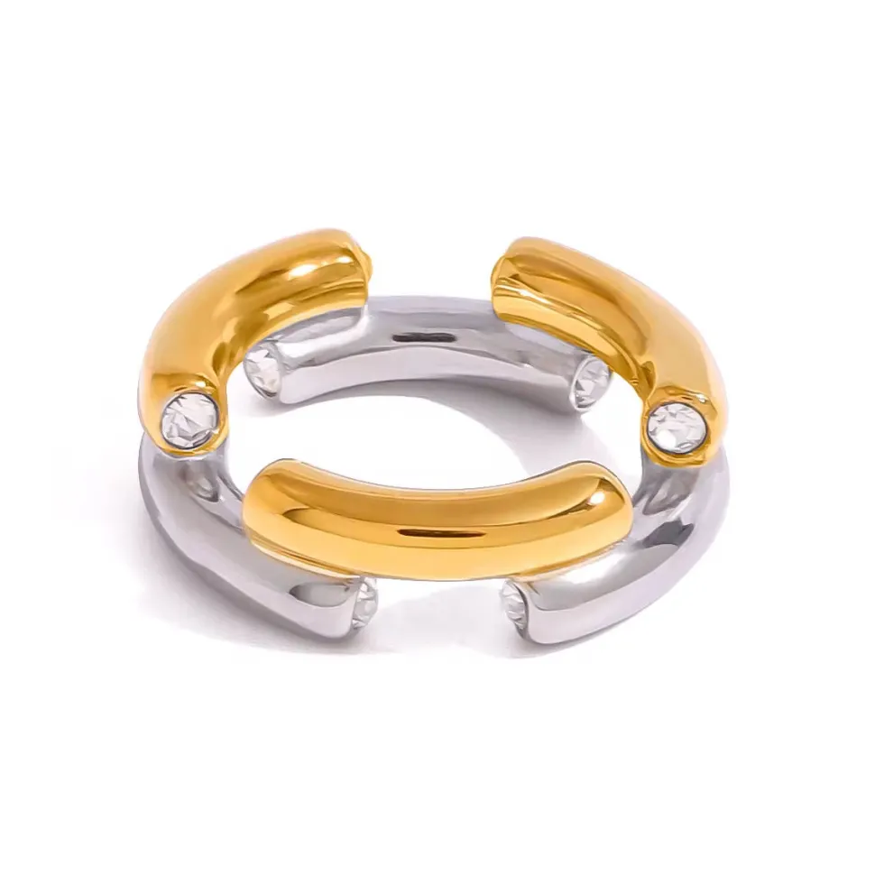Two Tone CZ Edge Ring