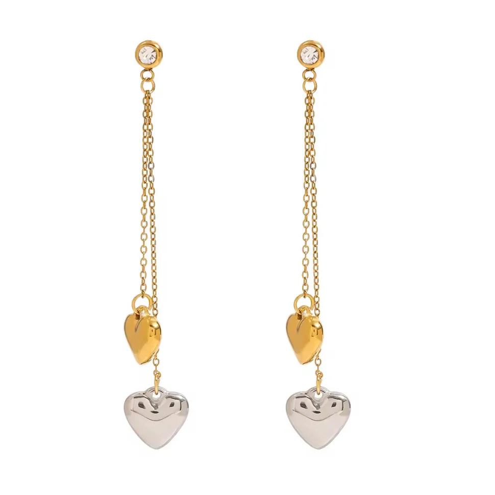 Two Tone Heart Charm Dangles